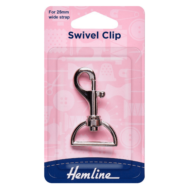 Metal Swivel Clips from Hemline. Supplied in a nickel and bronze finish. Strong metal construction with a spring-loaded catch. Rotating swivel clip attached to D-ring. Swivel clips attach to straps, ropes, and ribbons, among other things. They're frequently used to keep little items together, such as on a key ring.