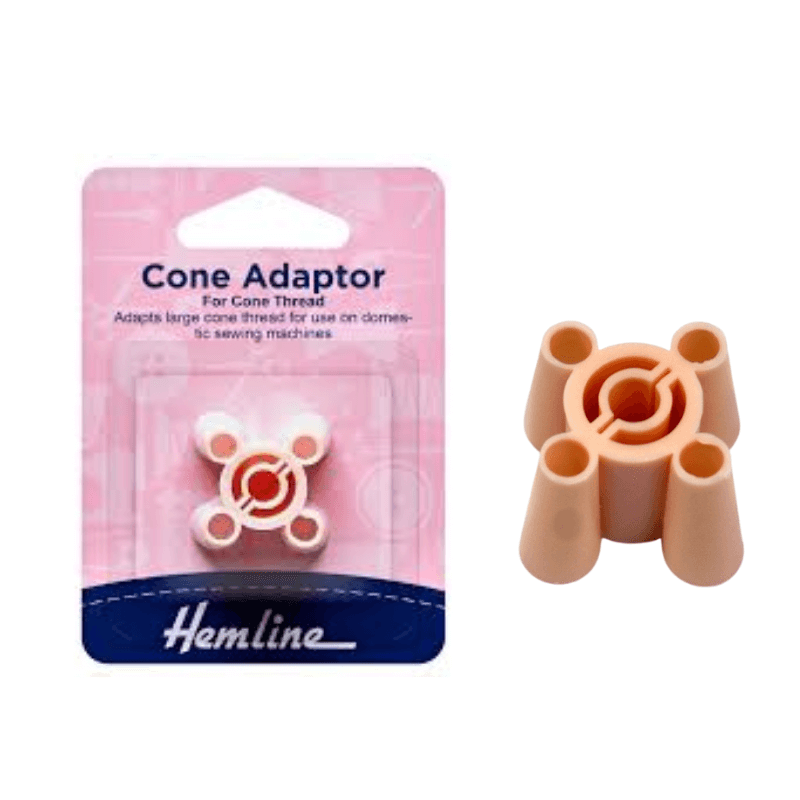  Large cone thread can be used on domestic sewing machines with this adapter. The Cone Adaptor is a useful accessory that sits inside the thread cone and allows it to fit into the spool pin of a sewing machine.