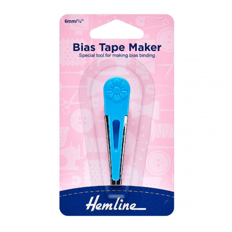 Hemline's Bias Tape Maker is designed to manufacture bias tape strips quickly and effortlessly. To make flawless 6mm bias tape from any fabric, simply put the fabric strip through the bias tape maker and iron on the way out.