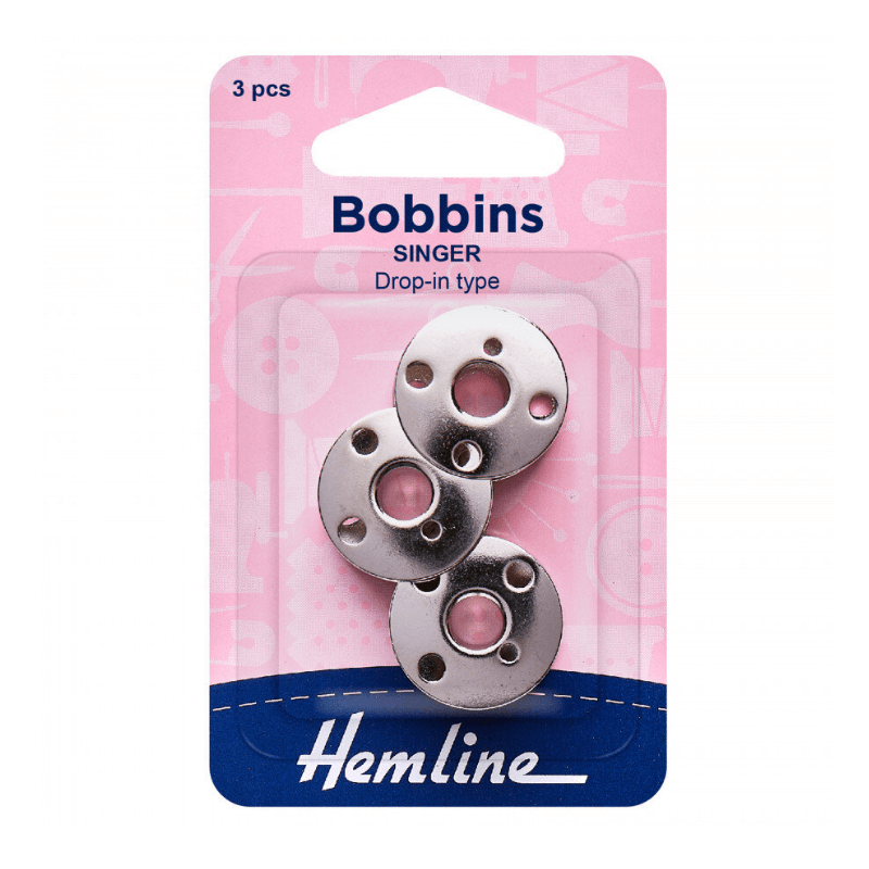 Metal bobbins for Singer top-loading sewing machines. 10.8mm bobbin height.  There are three pieces in this pack.