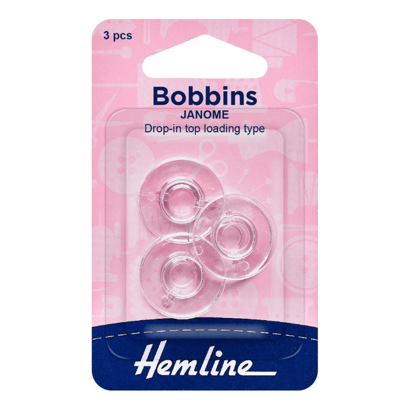 These high-quality Hemline Plastic Bobbins are specifically designed for use in Janome and New Home sewing machines with top-loading bobbin systems that are drop-in style. When used in your sewing machine, these bobbins ensure high-quality stitches and are ideal for replacing damaged or worn bobbins.