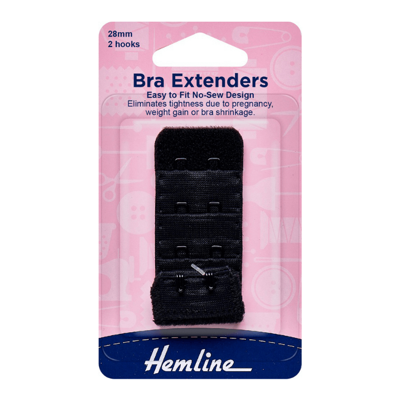 Hemline Bra Extenders New Improved Design 28mm Black