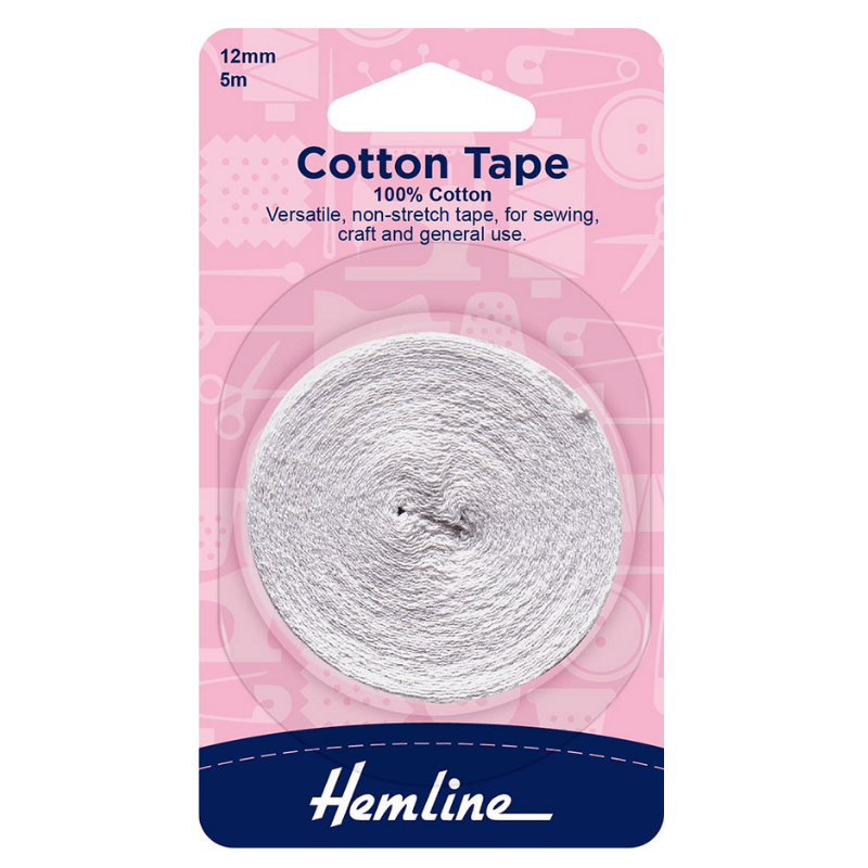 Hemline Cotton Tape White 12mm