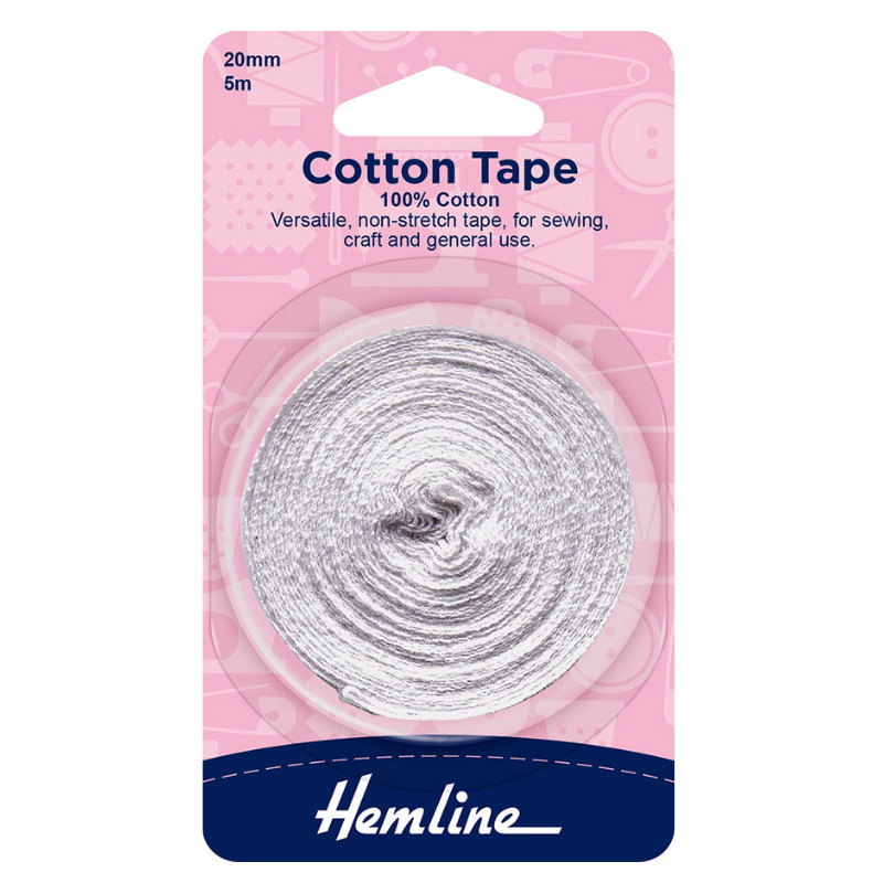 Hemline Cotton Tape White 20mm
