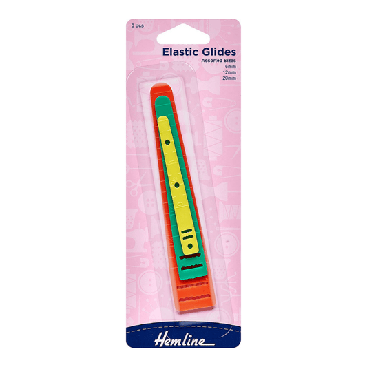 Hemline's three-pack of assorted size elastic guides are ideal for threading different widths of elastic through shorts, pyjamas, swimwear, and other casings. It's a solid piece that makes it simple to guide through casings.