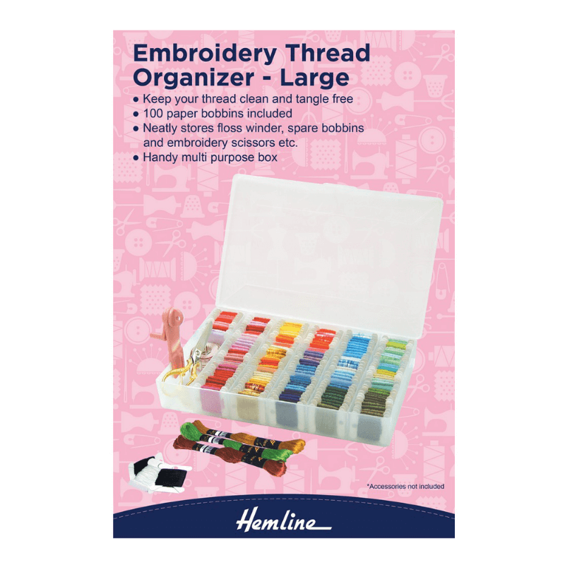 The Hemline Embroidery Thread Organizer is a must-have for any embroiderer! This multi-purpose box is ideal for keeping threads tidy and tangle-free so they're ready to use on your next project.