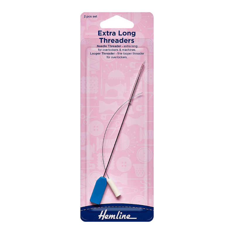 Threading your machines will be easier than ever before with this item. The needle threader with the blue handle is extra long, making it suitable for use with overlockers and sewing machines. The white-handled looper threader, on the other hand, is a fine looper threader for use with overlockers.