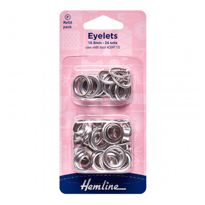 Hemline Eyelets Refill Eyelets 10.5mm Nickel/Silver
