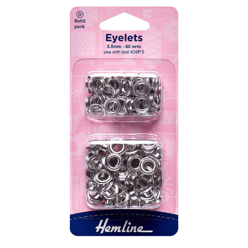 Hemline Eyelets Refill Eyelets 5.5mm Nickel/Silver