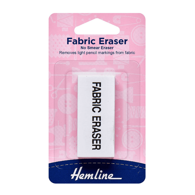 Designed to remove light pencil markings without leaving marks from most fabrics.  None smear eraser.