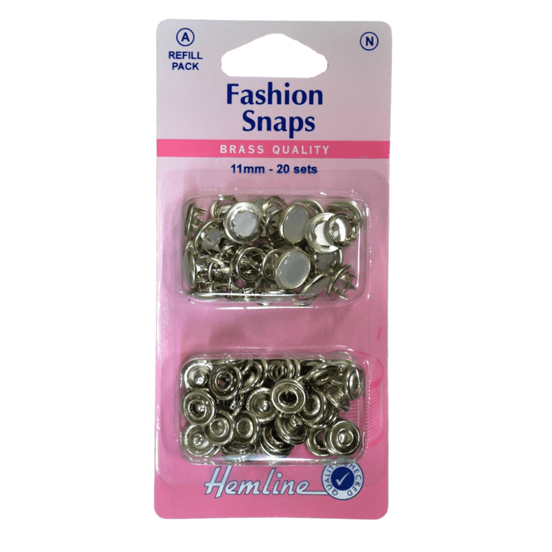 Hemline Fashion Snaps Solid Colour Refill Pack Pearl