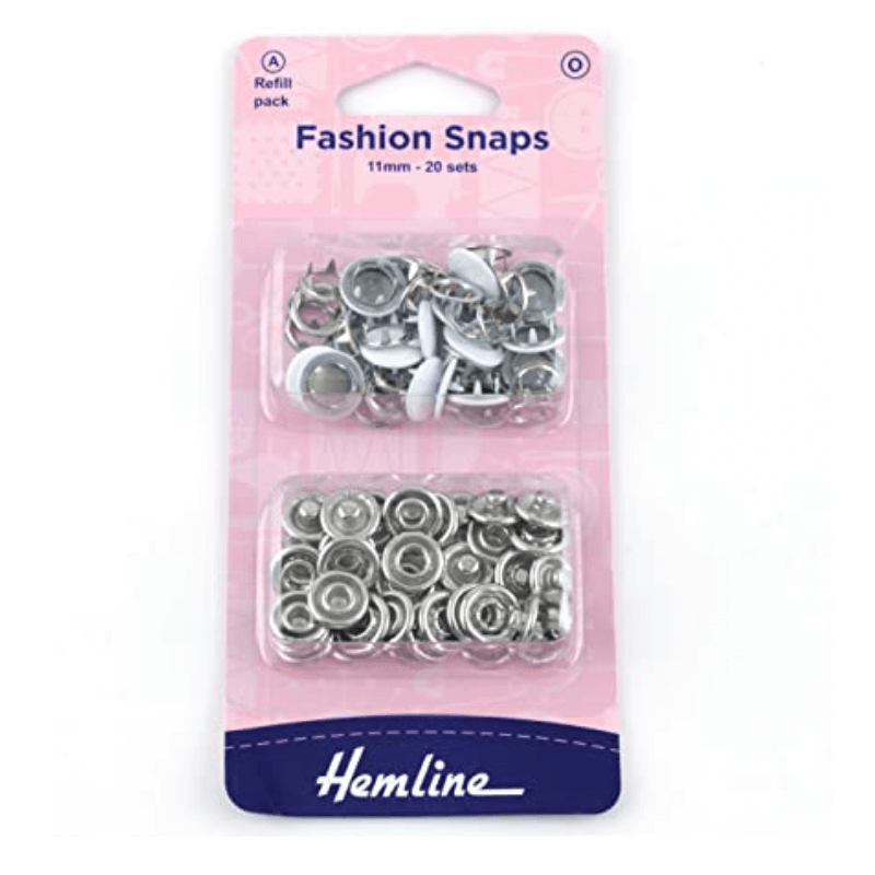 Hemline Fashion Snaps Solid Colour Refill Pack White