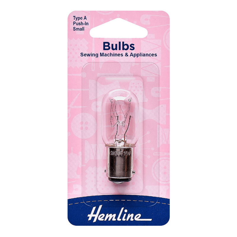 Hemline sewing machine bulb of excellent quality. Suits Janome/New Home and other machines using a short plug-in bulb. For a high amount of illumination, choose a bright bulb.