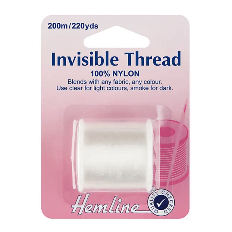 Invisible thread blends in beautifully with fabrics and coloured threads.