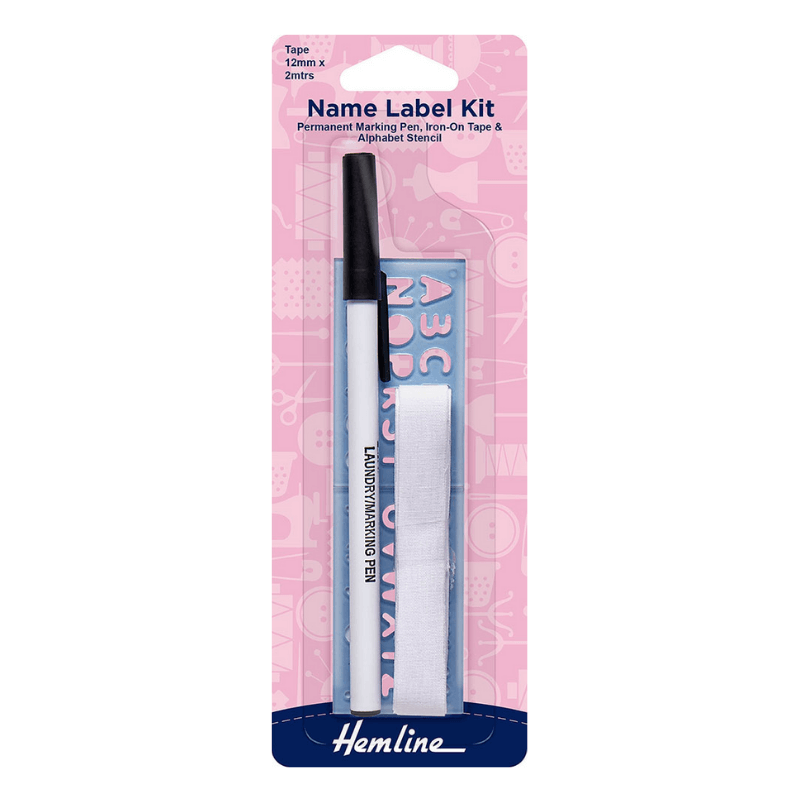 Permanent Marking Pen, Iron-on Tape & Alphabet Stencil  Everything you'll need to quickly and simply label school and sports uniforms, camping gear, and personal clothes.