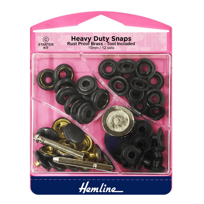 Hemline Heavy Duty Snaps Onyx Black