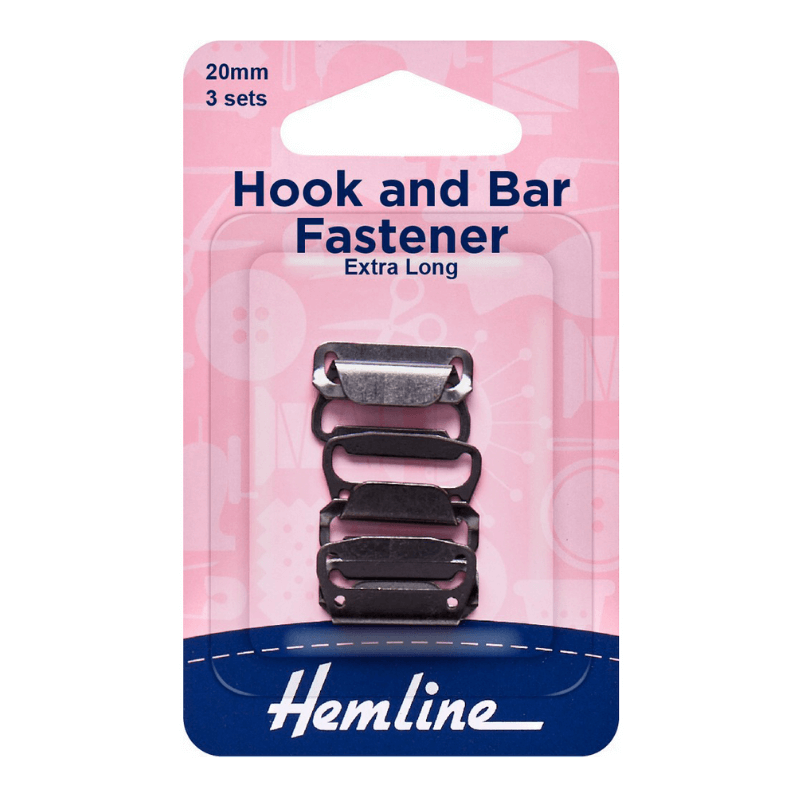Hemline Hook and Bar Fastener Black 20mm