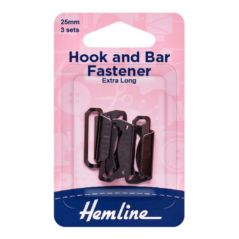 Hemline Hook and Bar Fastener Black 25mm