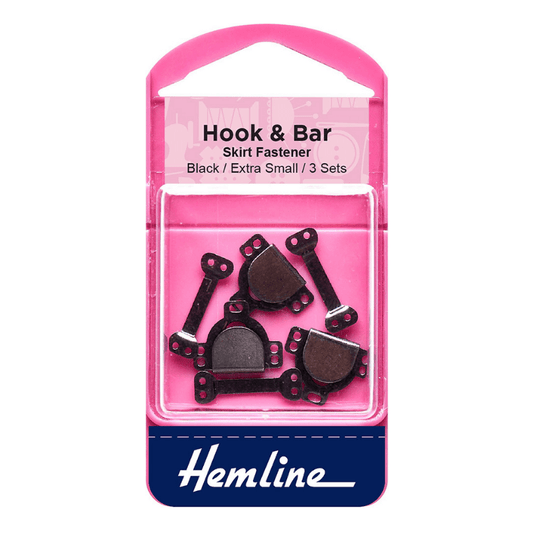 Hemline Hook and Bar Fastener Black Extra Small