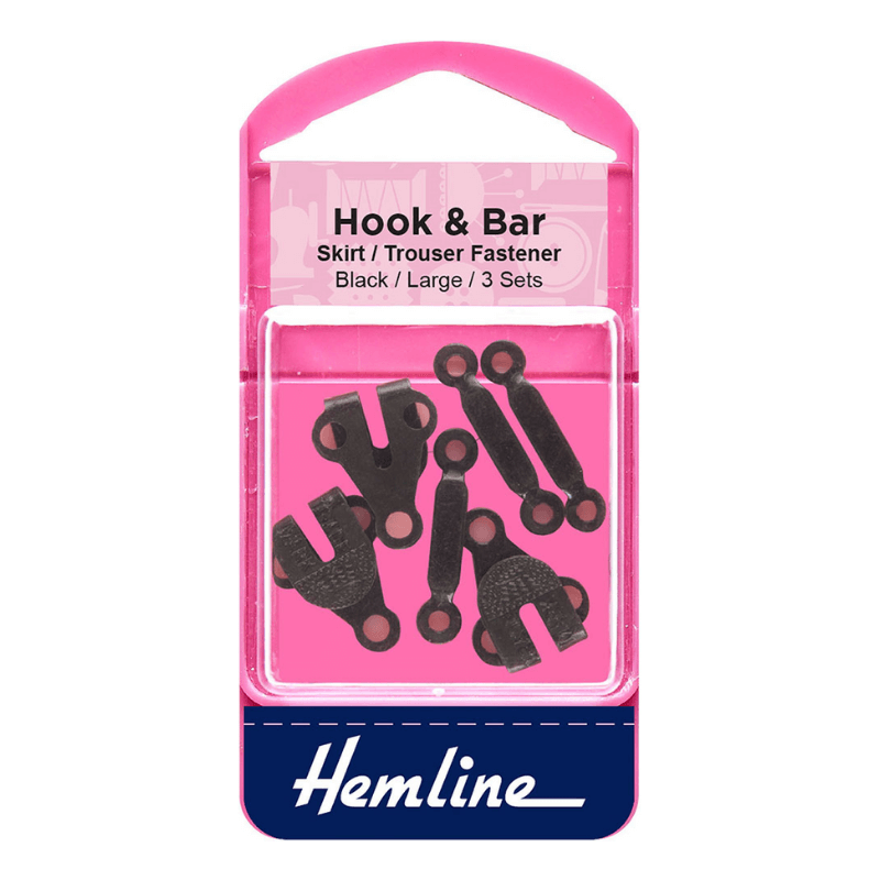 Hemline Hook and Bar Fastener Black Large