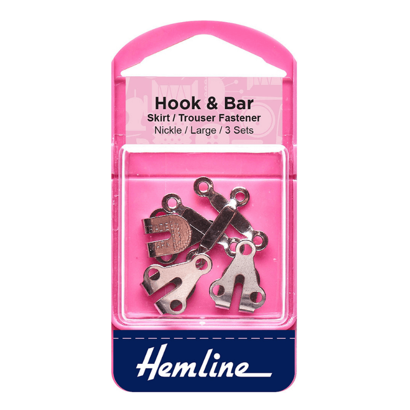 Hemline Hook and Bar Fastener Nickel Large