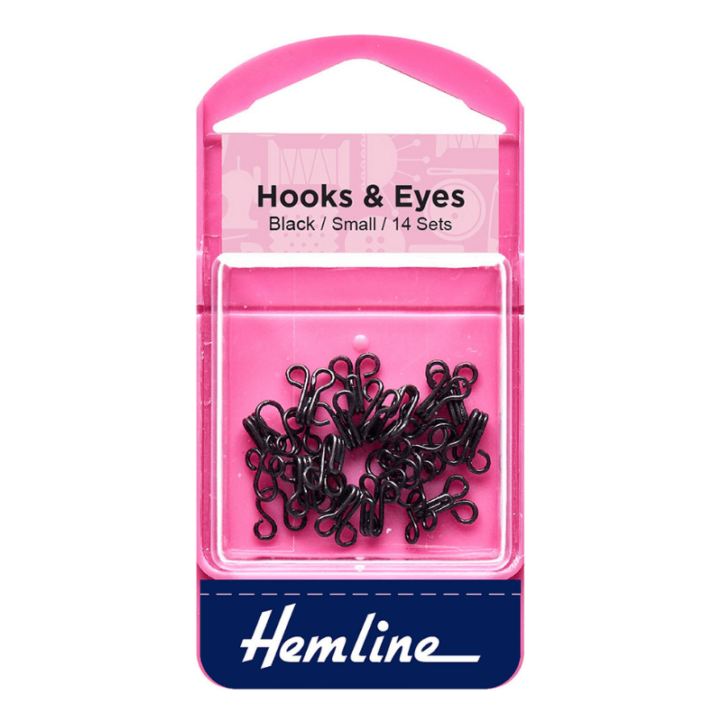 Hemline Hook and Eyes Black Size 1