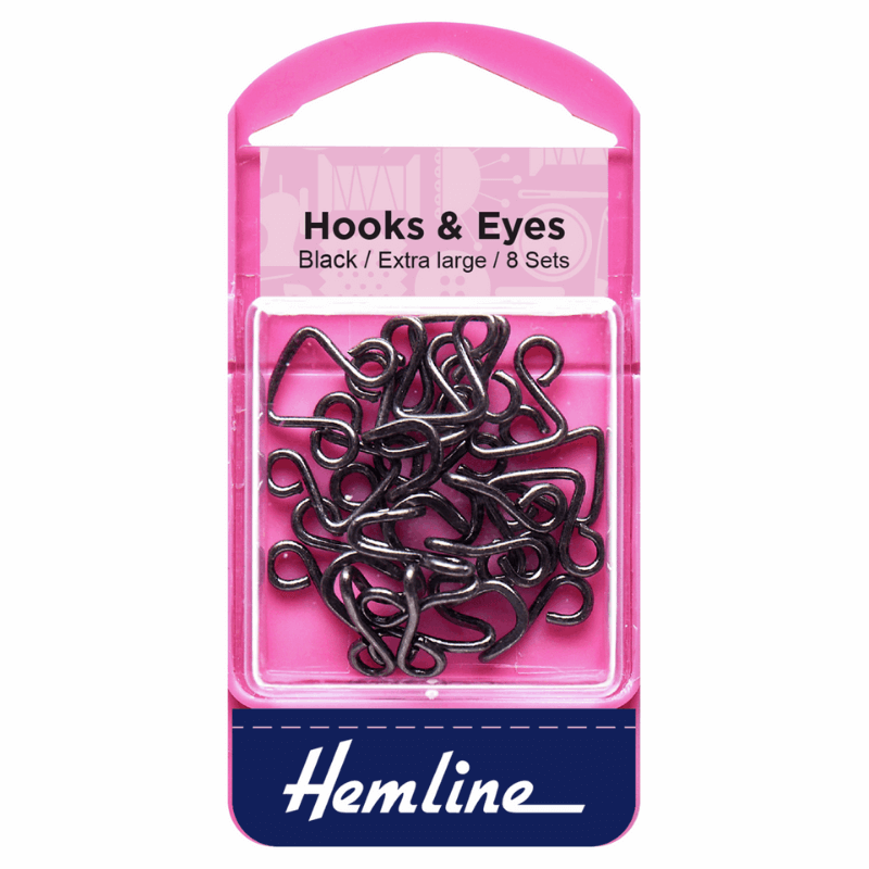 Hemline Hook and Eyes Black Size 13