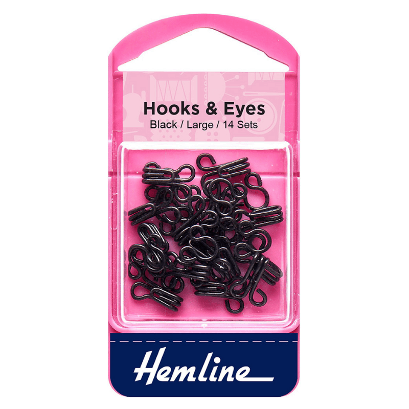 Hemline Hook and Eyes Black Size 3