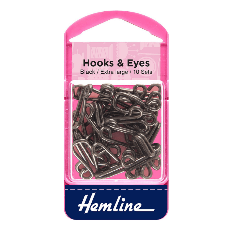 Hemline Hook and Eyes Black Size 9