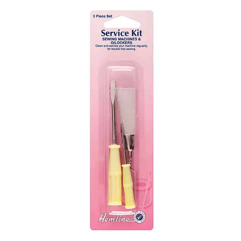 A convenient service kit for sewing machines and overlockers that, when used on a regular basis, keeps your machine running at peak performance. Kit includes a large cleaning brush for cleaning out the machine's bobbin and feed-teeth.