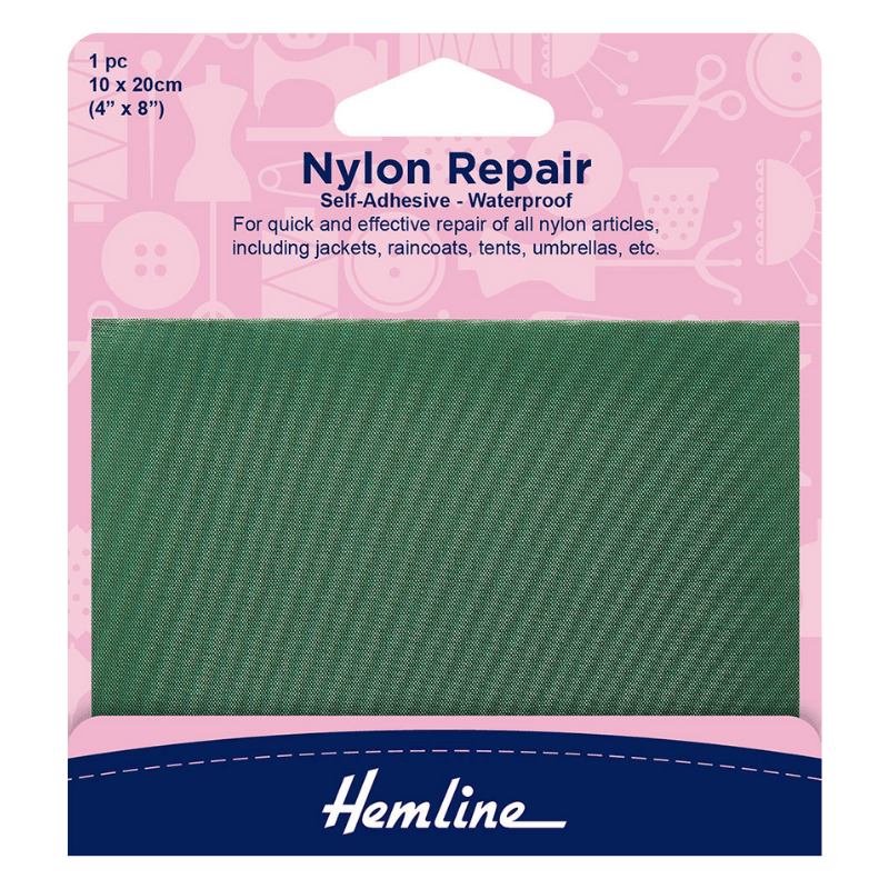 Hemline Nylon Repair Self Adhesive - Waterproof Green