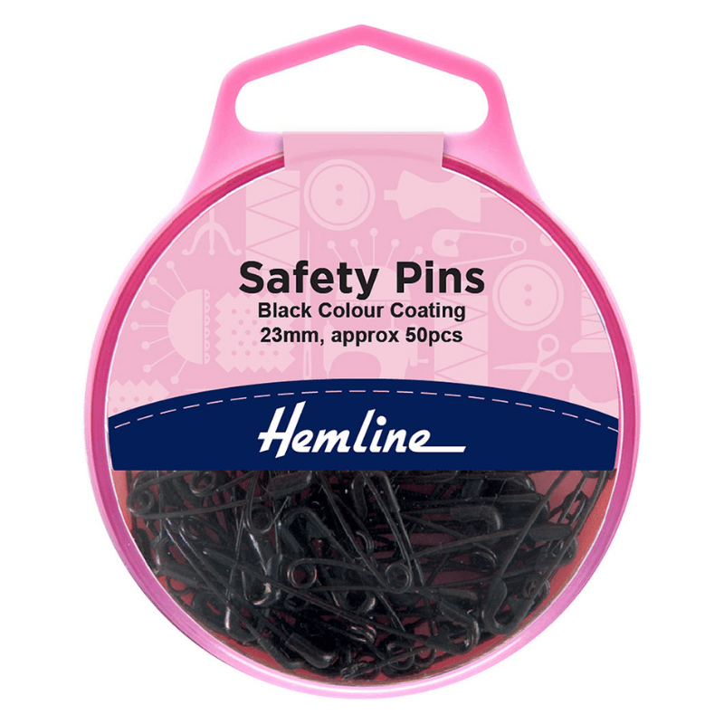 Hemline Pins Safety Hardened Black 23mm