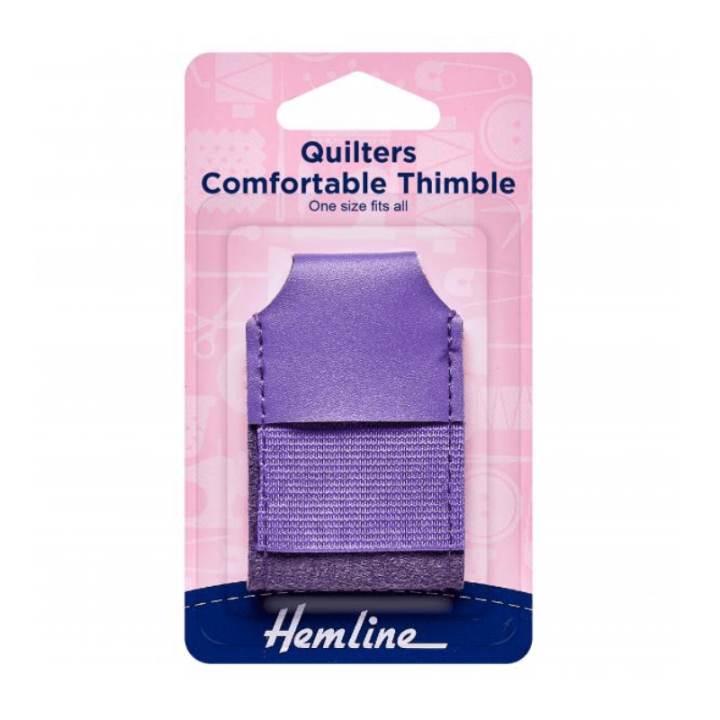 This leather thimble has a wide elastic band for mobility and comfort, and it covers the entire length of the finger. Open side vents allow the finger to breathe.  There is a single size that fits all.
