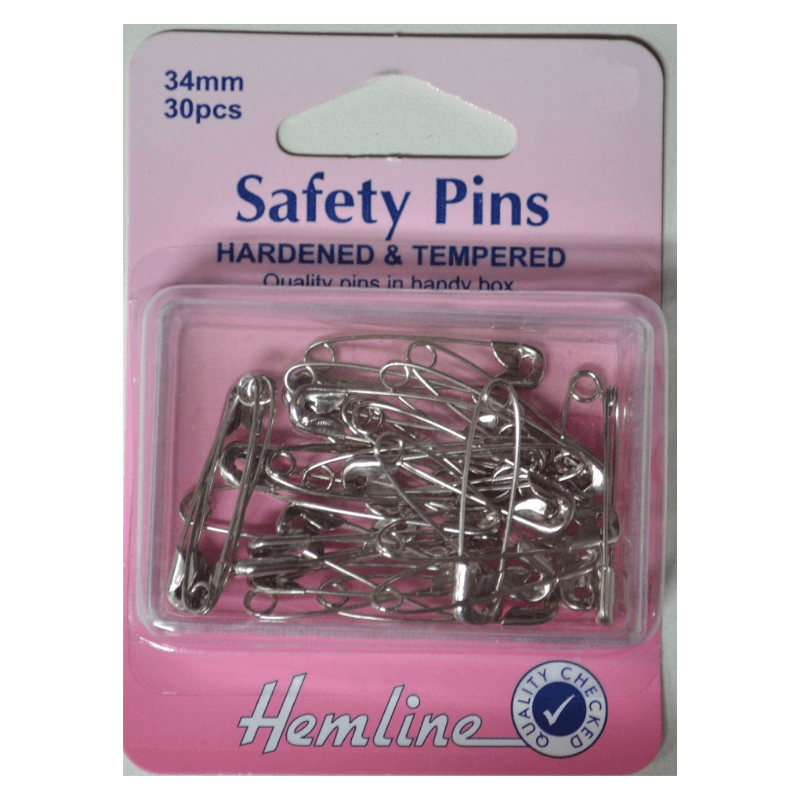 Hemline Safety Pins Hardened & Tempered 34mm