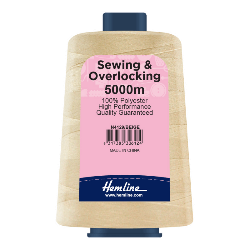 Hemline Sewing and Overlocking Thread 5000m Beige