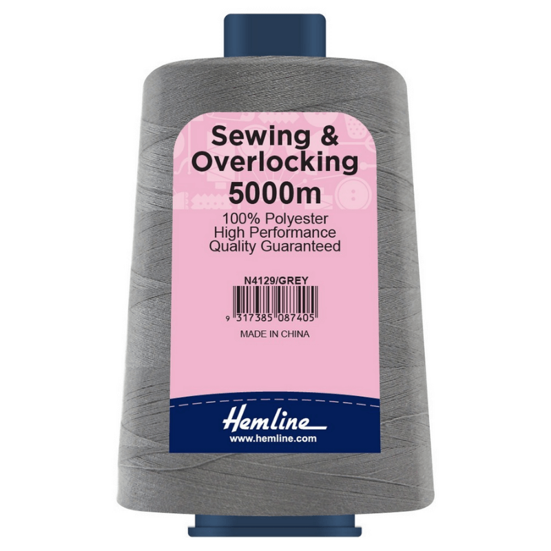 Hemline Sewing and Overlocking Thread 5000m Grey