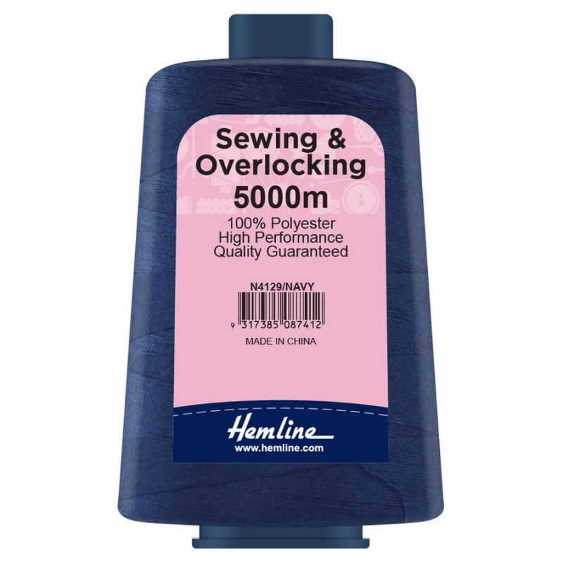 Hemline Sewing and Overlocking Thread 5000m Navy