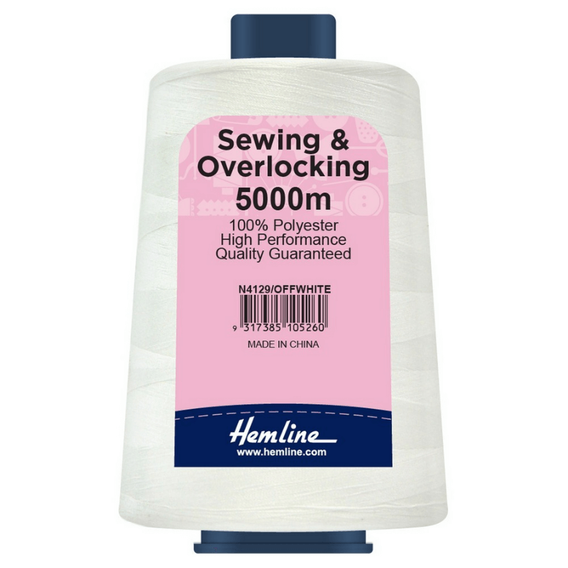 Hemline Sewing and Overlocking Thread 5000m Off White