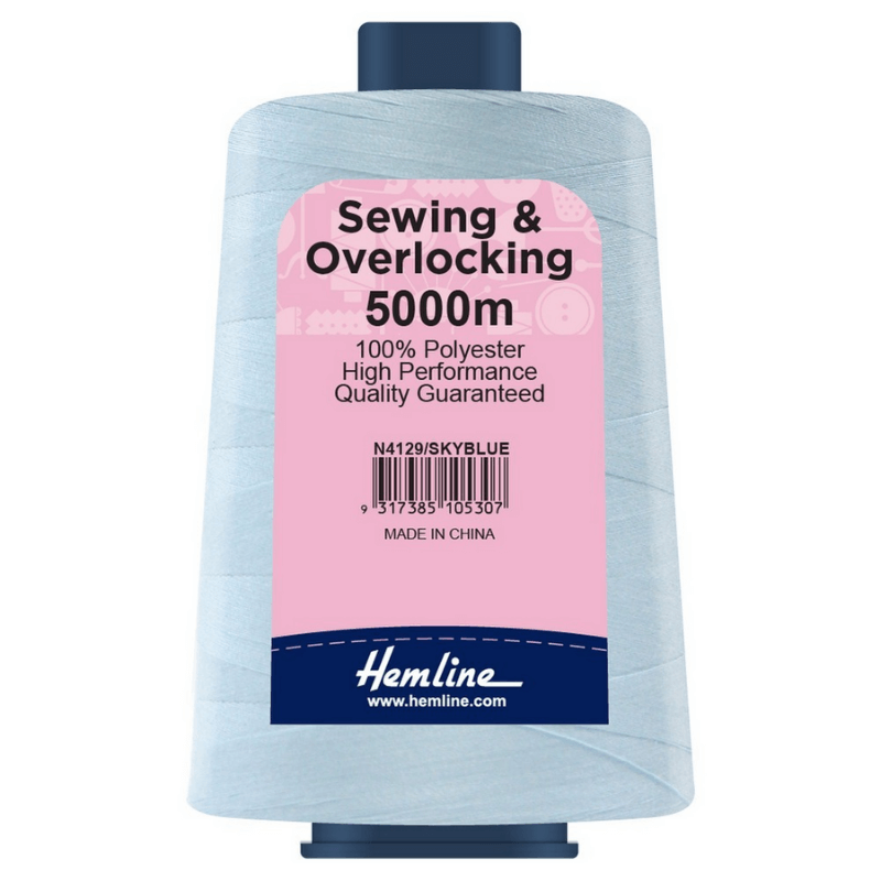 Hemline Sewing and Overlocking Thread 5000m Sky Blue
