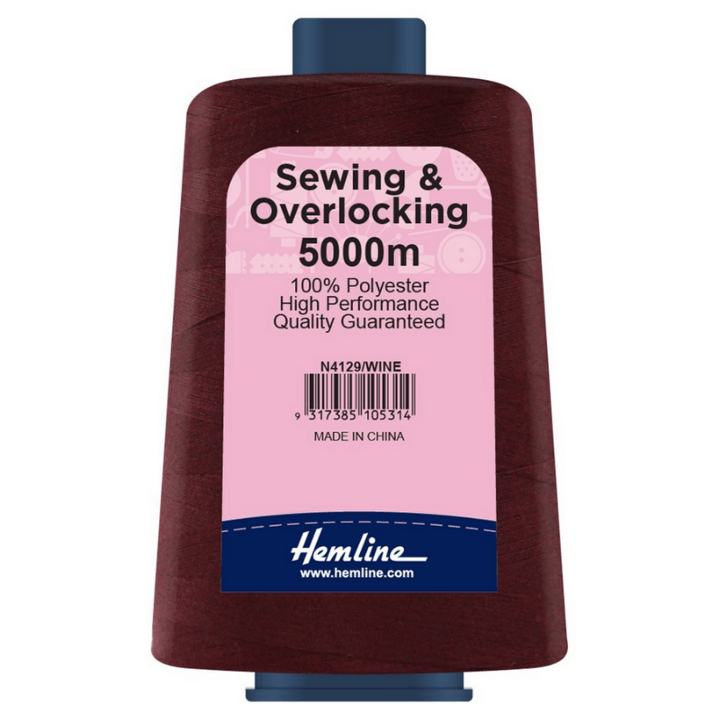Hemline Sewing and Overlocking Thread 5000m Wine