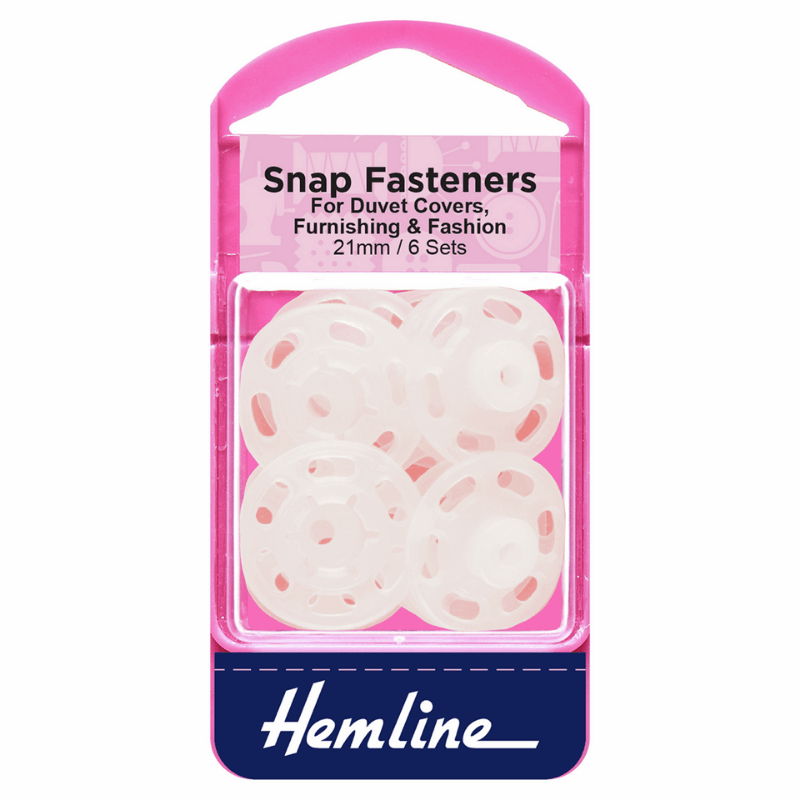 Hemline Snap Plastic Fasteners Sew-On 21mm Extra Large Clear
