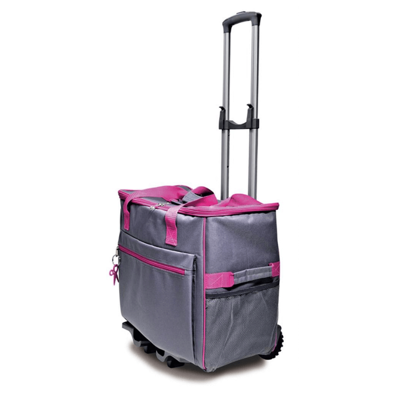 Hemline Storage Trolley Bag Fabric - Regular School Grey with Hot Pink trim