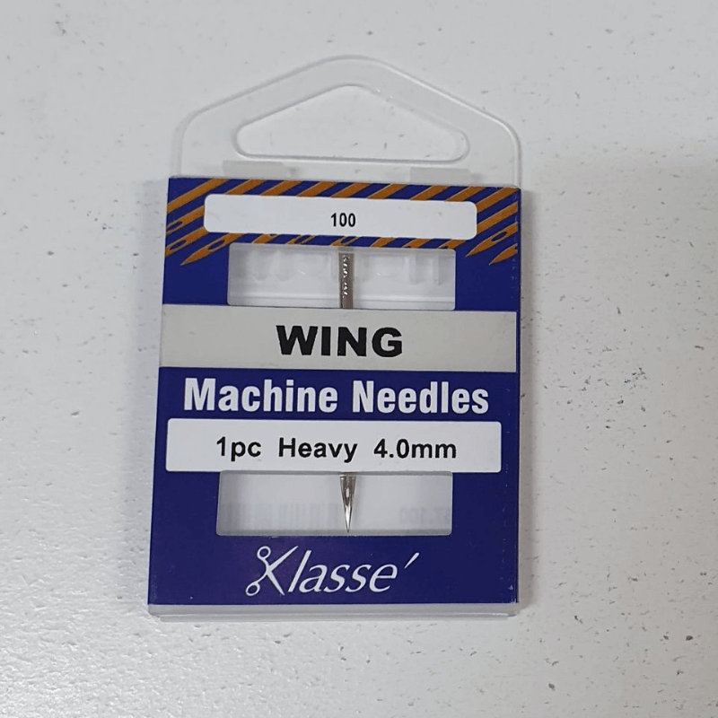Klasse Hemstitch/Wing Machine Needles - One needle from a German-engineered steel machine creates a thin hole in your cloth with a single "wing" blade on the side of the needle, allowing you to make the popular heirloom-style decorative hemstitching.