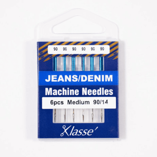 Jeans/Denim Needles from Klassé are ideal for sewing and topstitching tightly woven textiles. Great for denim fabrics, heavy twill, workwear, canvas, heavy linen, and other densely woven fabrics.