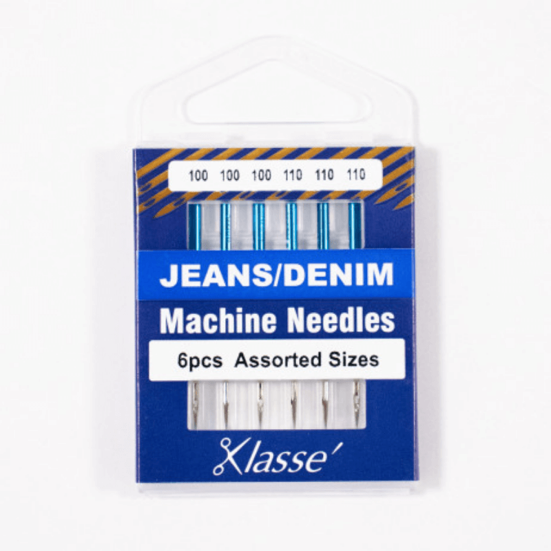 Jeans/Denim Needles from Klassé are ideal for sewing and topstitching tightly woven textiles. Great for denim fabrics, heavy twill, workwear, canvas, heavy linen, and other densely woven fabrics.