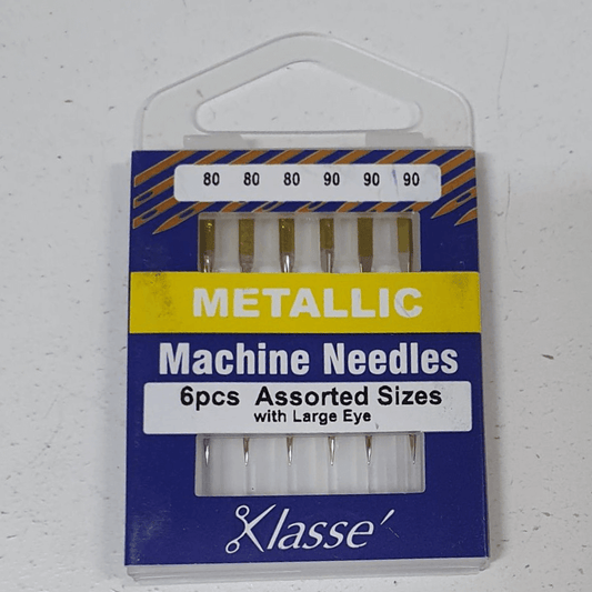 Klasse Metallic Machine Needles Assorted - Metallic thread flow is accommodated with a larger, specifically coated eye at all stitch speeds.