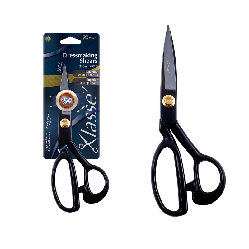 Klasse Scissors Dressmaking Shears with solid steel double ground blades and rubber coated handles for extra comfort and grip