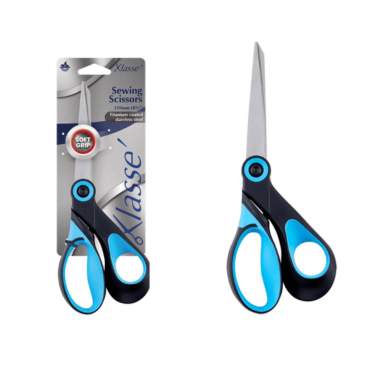 Klasse Scissors Sewing Scissors 210mm Black and Blue Soft Grip