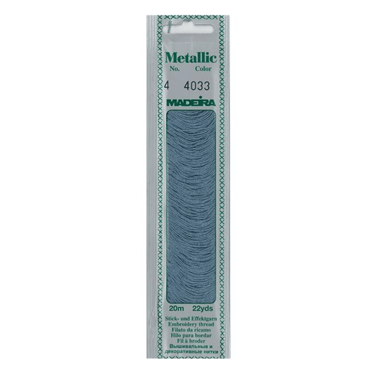 Madeira Metallic embroidery thread is very soft and supple and may be divided into four strands for easy embroidery onto different textures.