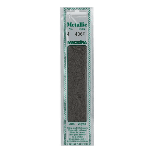 Madeira Metallic embroidery thread is very soft and supple and may be divided into four strands for easy embroidery onto different textures.